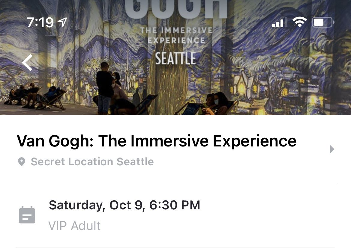 Van Gogh Immersive Experience - 2 VIP Tickets Saturday Oct 9 6:30pm