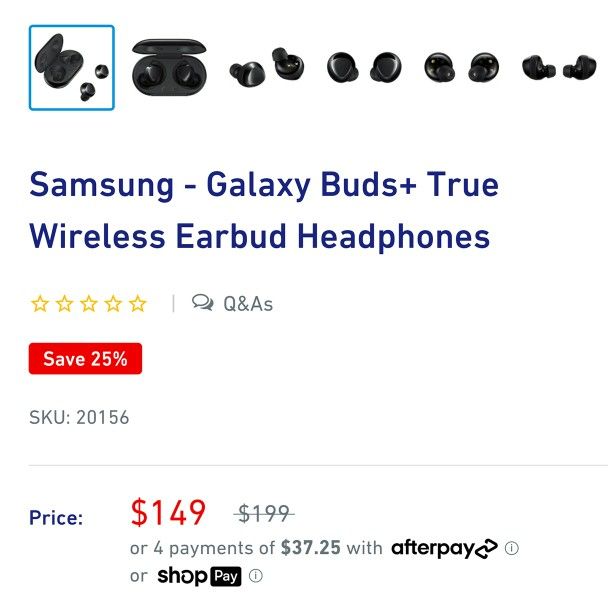 Samsung Galaxy Buds+ Plus True Wireless Earbud Headphones
With Wireless Charging Case AKG Tuning