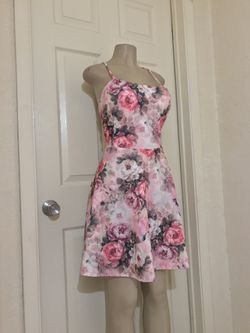 *(PLUS) Blush Mixed Floral/Lace Skater Dress •2XL,3XL Thumbnail