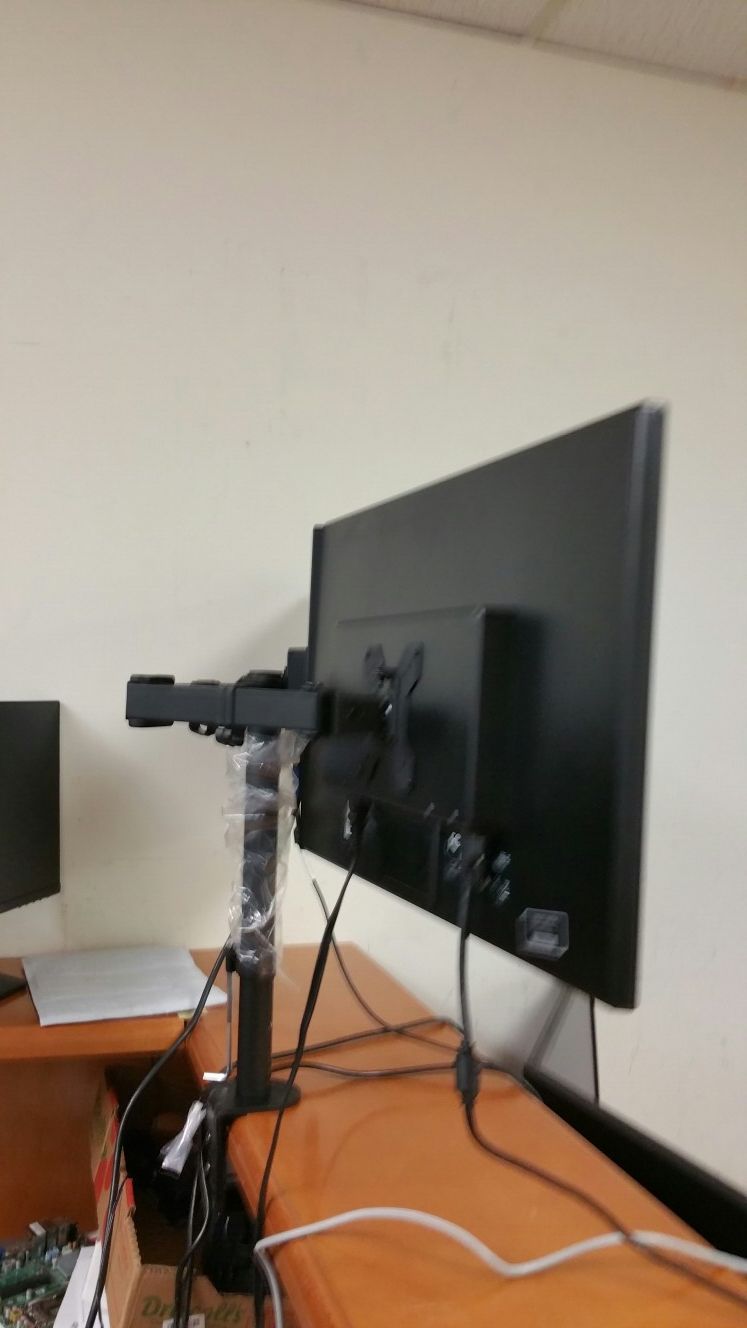 Dual monitors on one stand, 22-inch LED , VGA, dvi, HDMI, with cables,