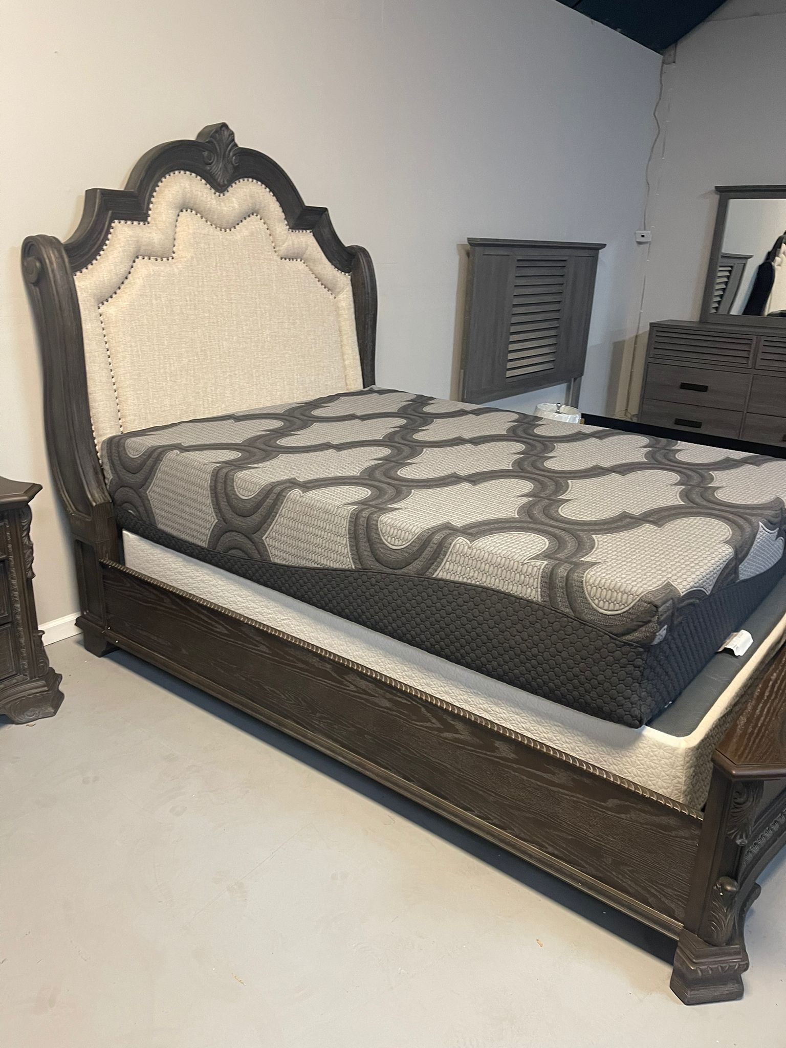 Bed Frame Or 5 Pc Gray Bedroom Set, King Size Bed And Mattress Set Finance