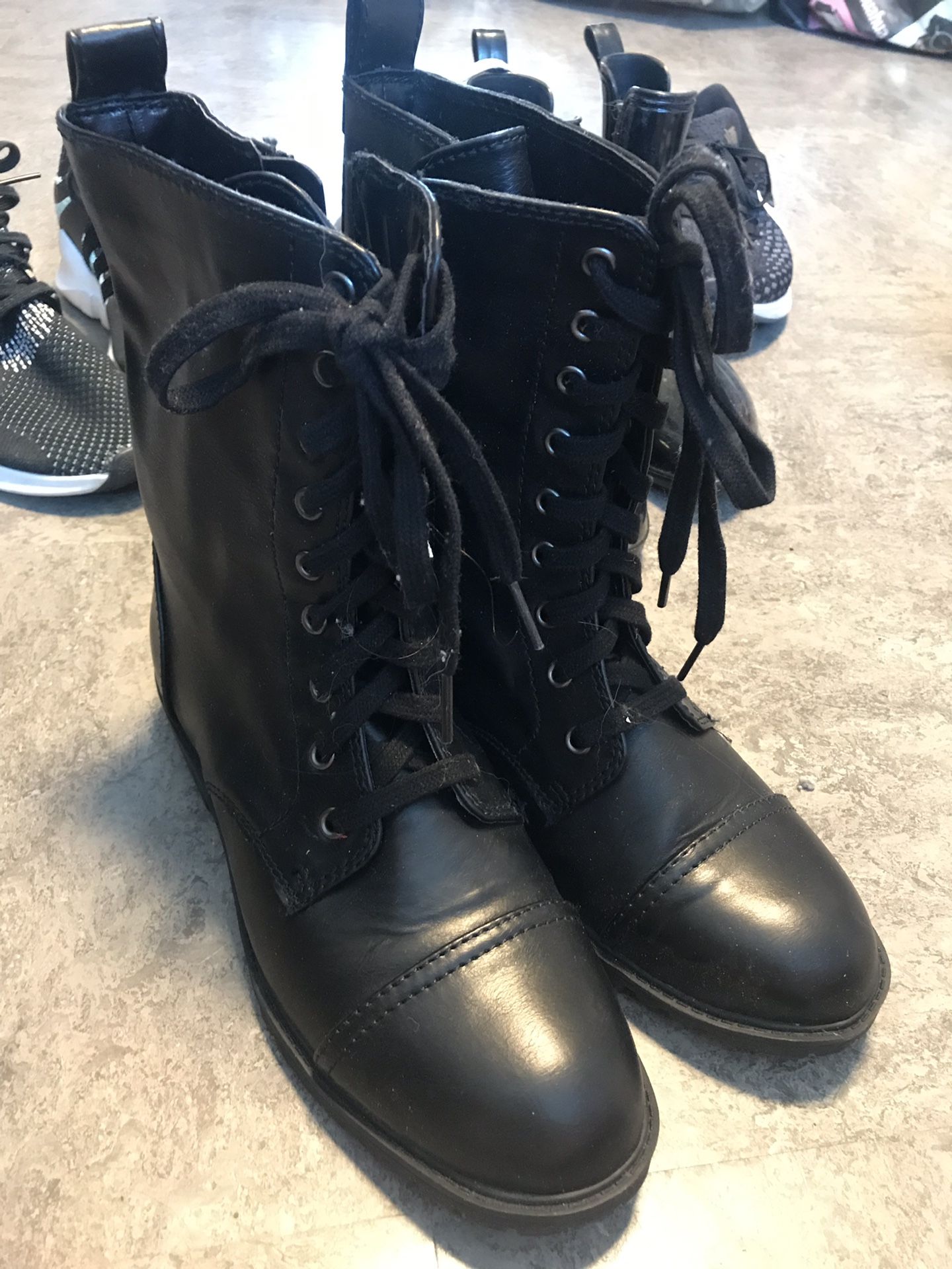 black combat boots