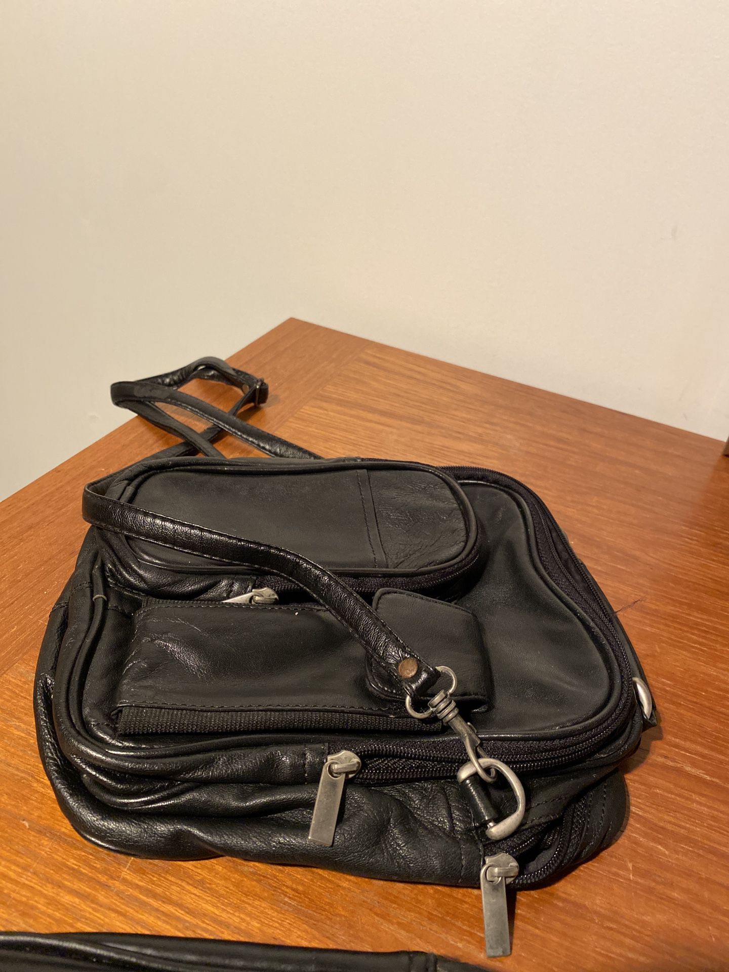 Two (2) Men’s  Leather Messenger Bags Black