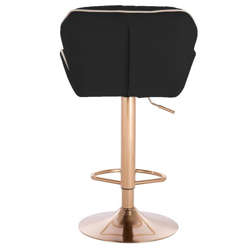 Modern Home Luxe Spyder Contemporary Adjustable Barstool/Bar Chair with 360° Rotation (Gold Base, Black/Gold Piping)