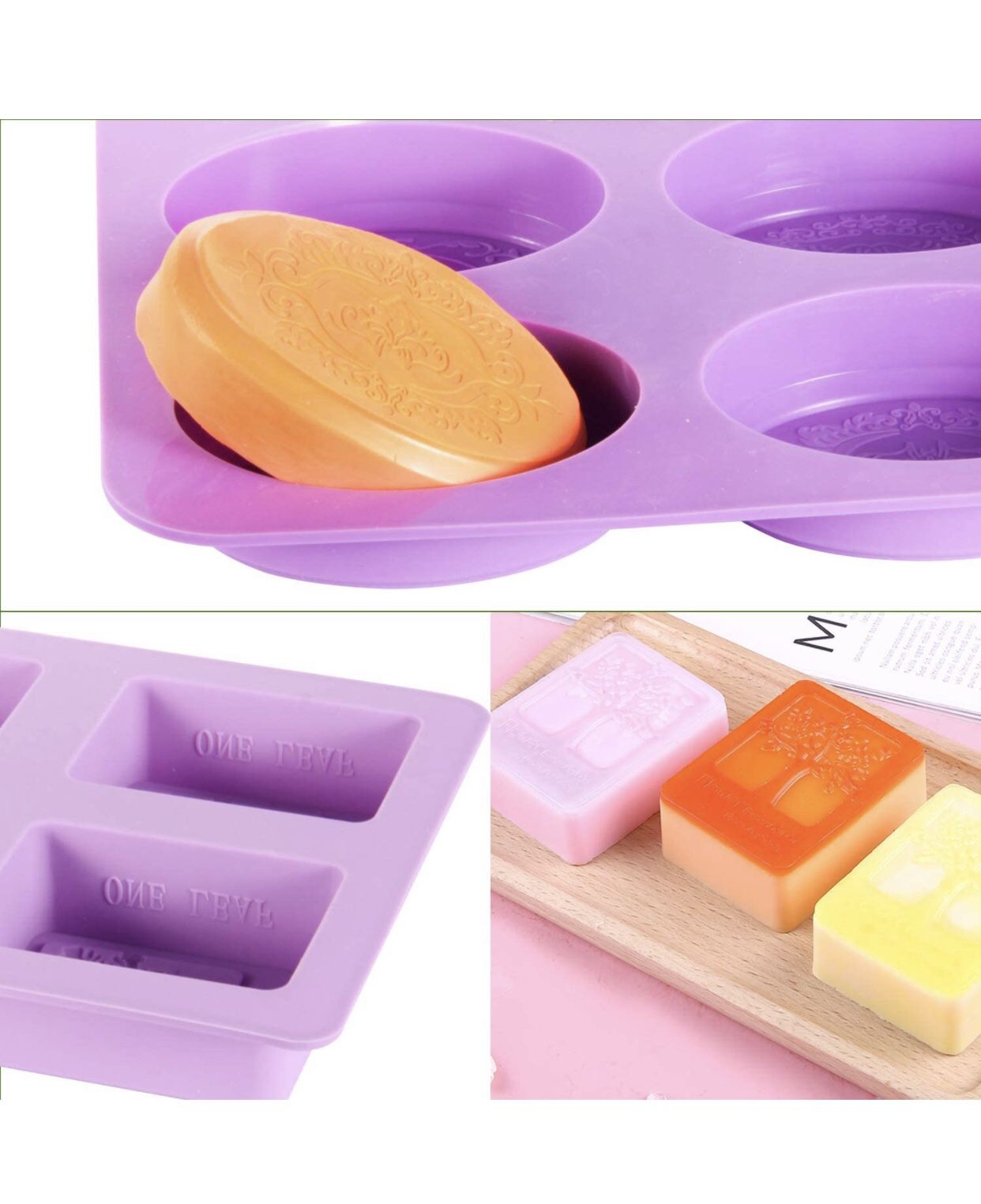 Silicone Molds 2 Pack Soap Molds Rectangle & Oval Molds For Soap, Ice, Chocolate