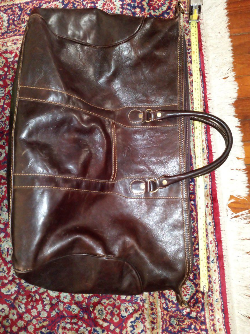 large  leather travel duffle bag Brown  bag. Firenza  Made in Italy 