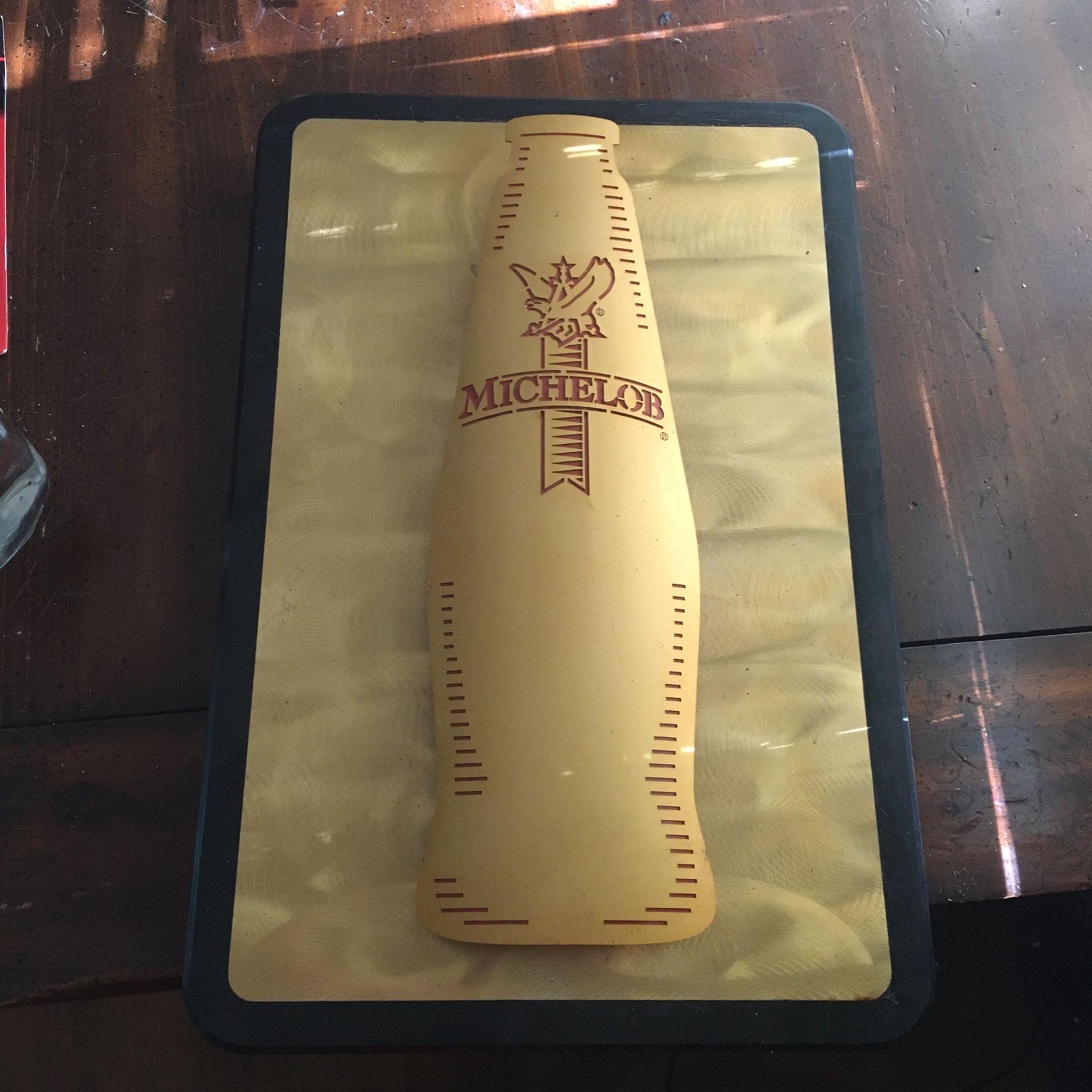 Golden Michelob Sign With Red Neon Light
