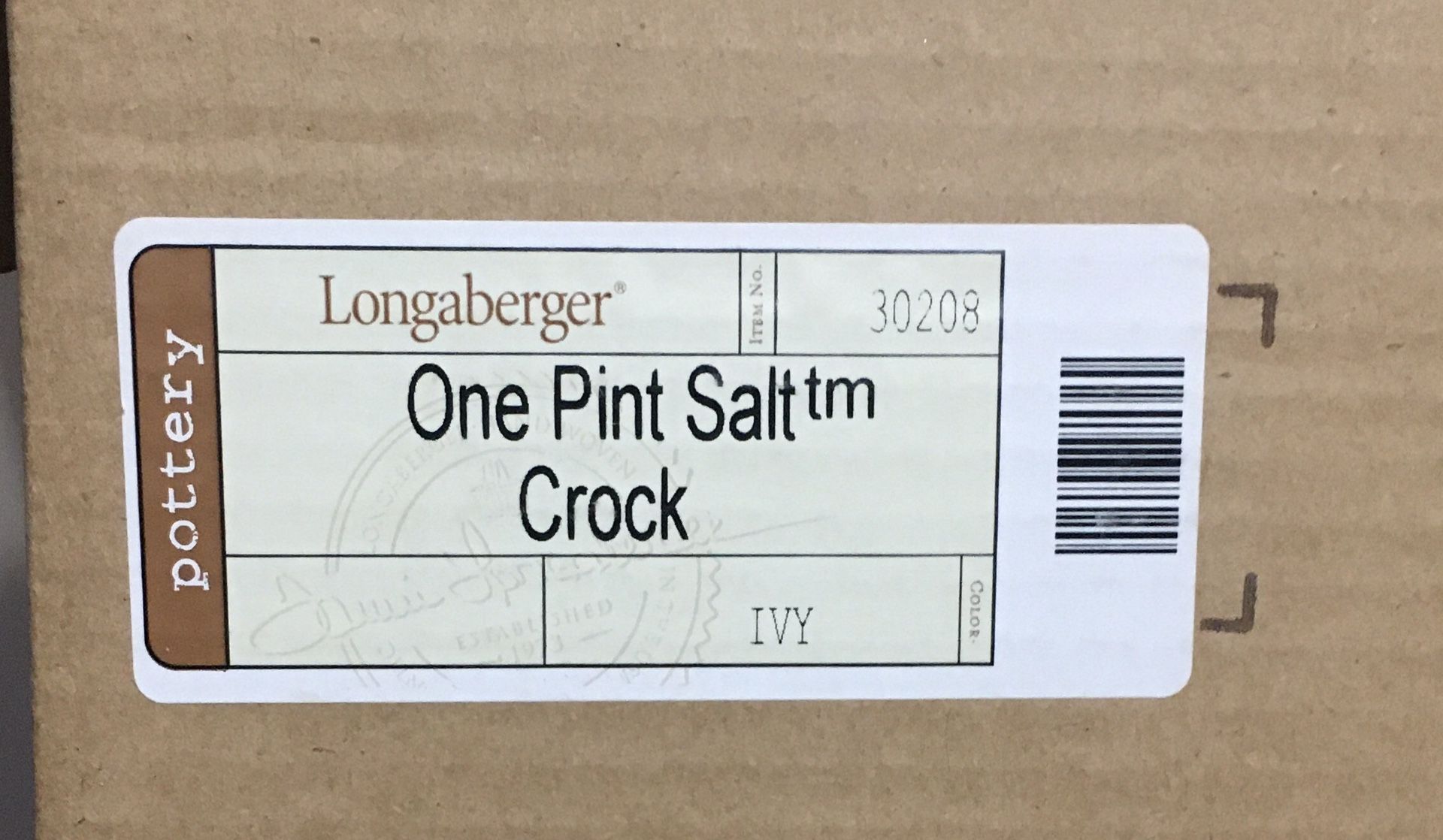 Longaberger 1 Pint Salt Crock Green With Lid and Candle