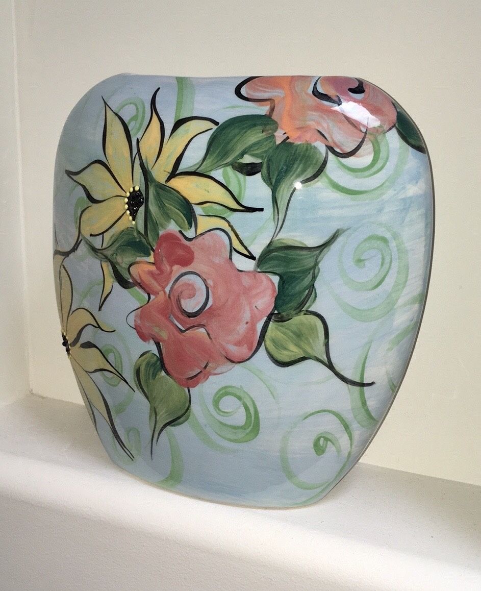 Hand Painted Ceramic Vase By Alaskan Artists