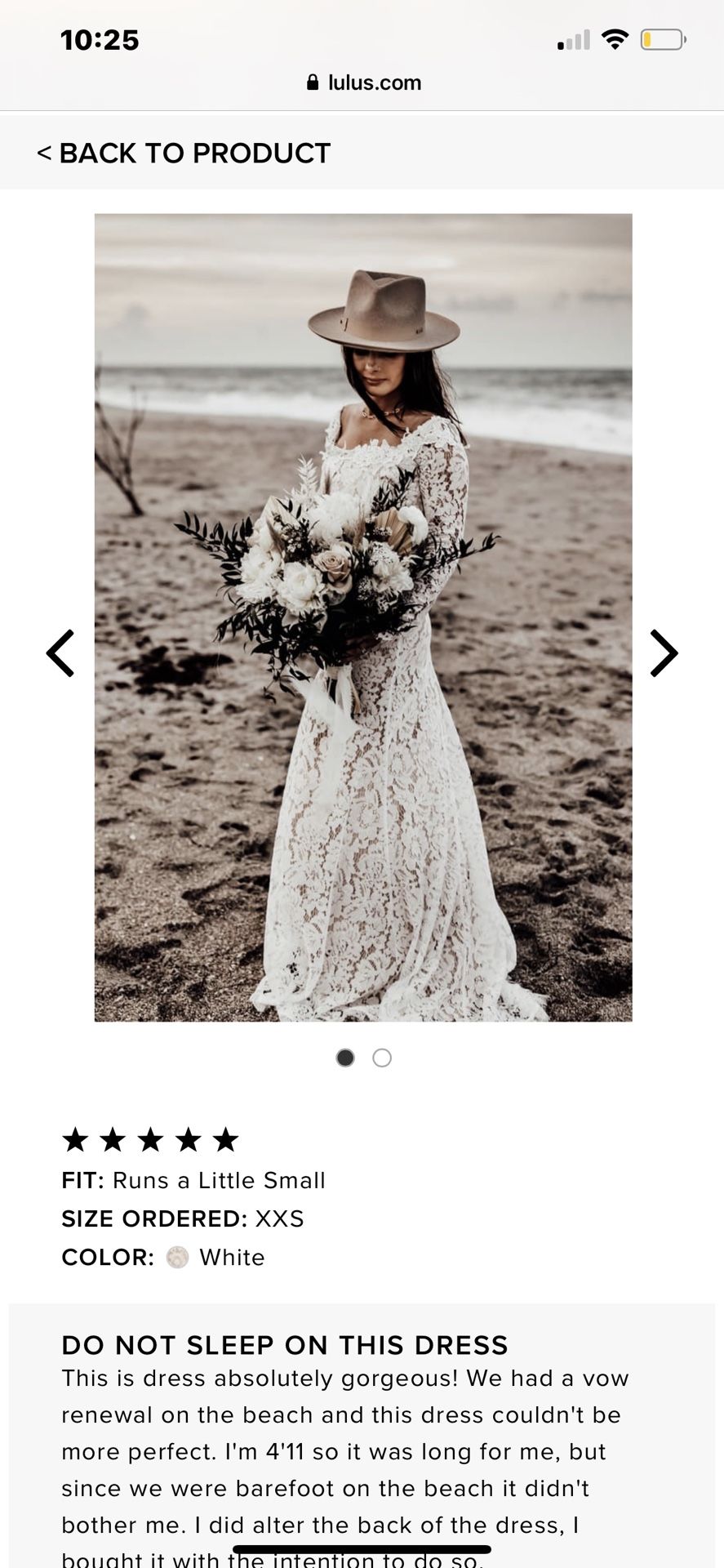 LULUS BOHO WEDDING DRESS