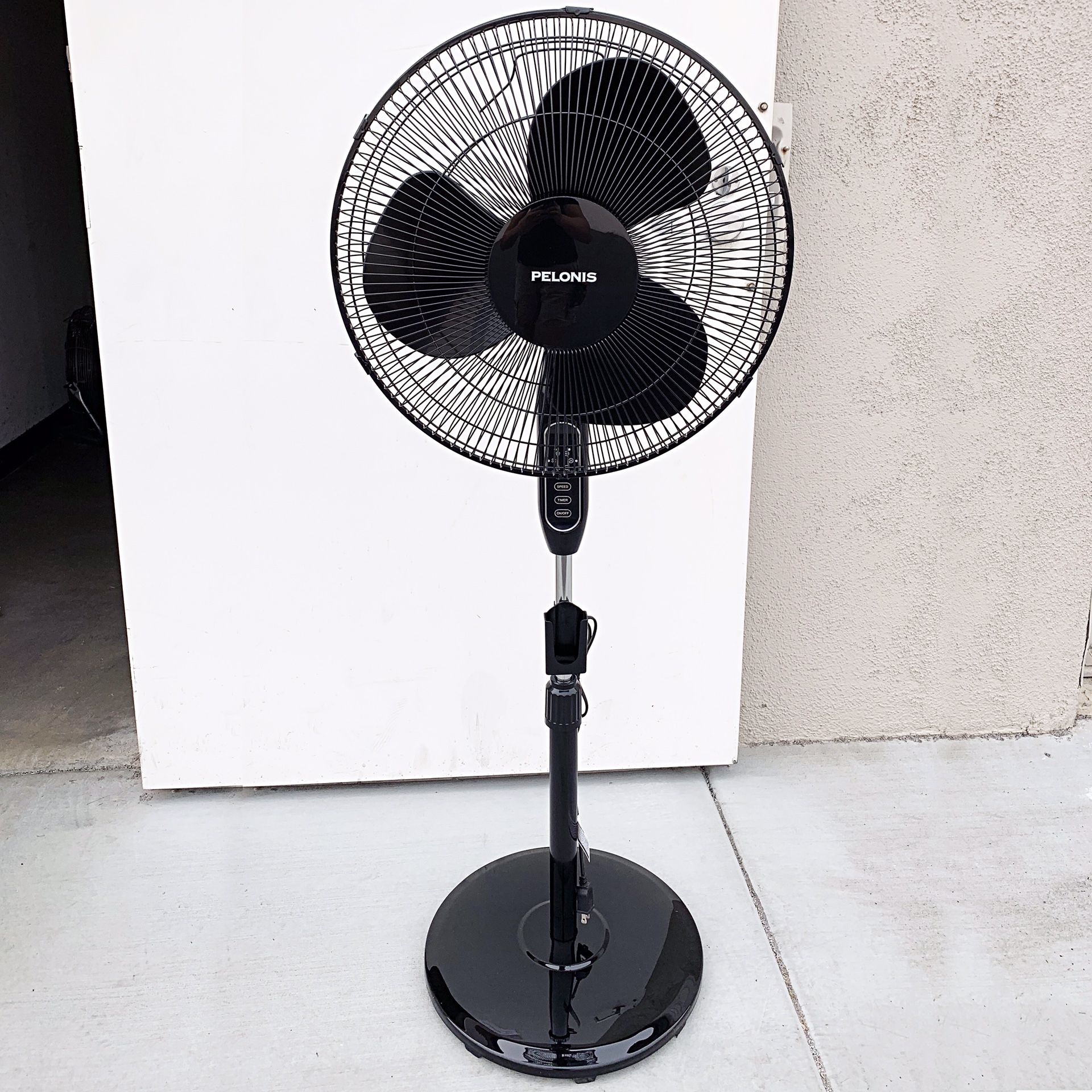New $30 PELONIS 16’’ 3-Speed Oscillating Pedestal Fan w/ Timer, Remote Control (Height 4’)