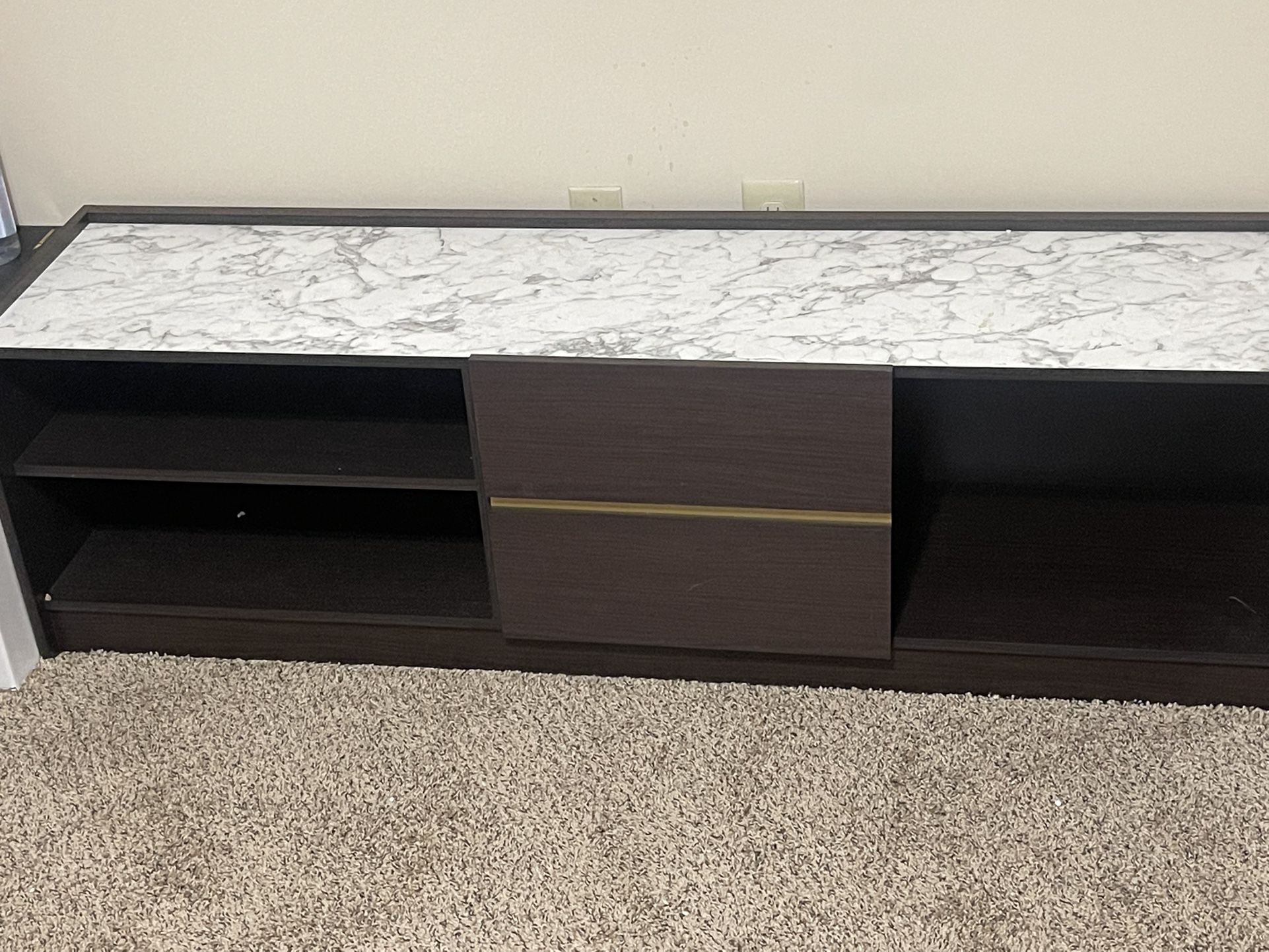 Marble Top Wooden Tv Stand