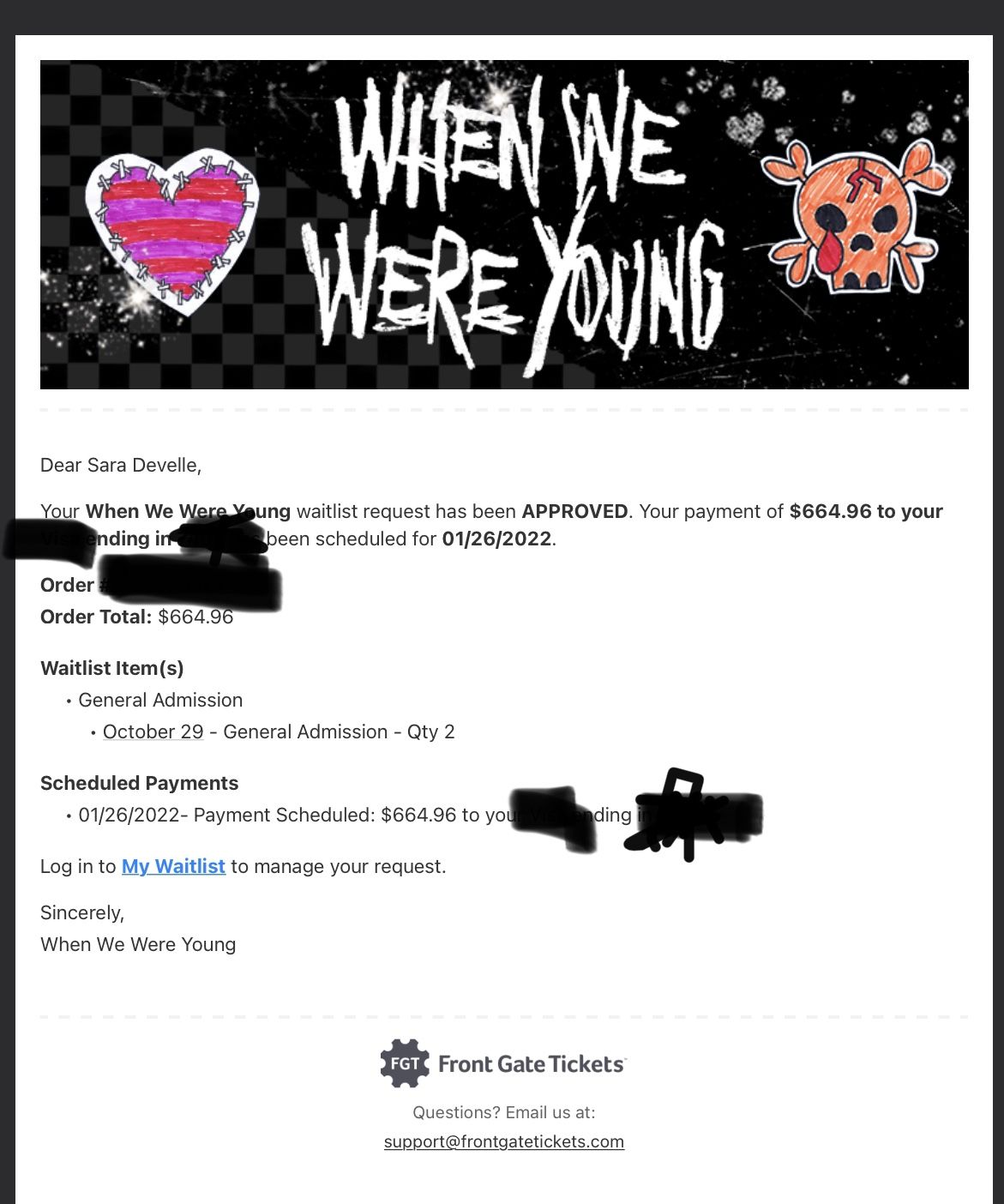 When We Were Young - Oct. 29th - Two Tickets