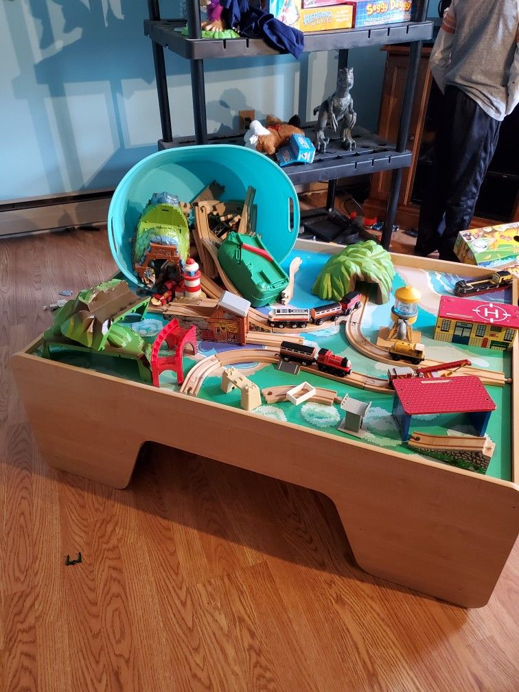 Trian Table, Track, Trauns, And Buildings