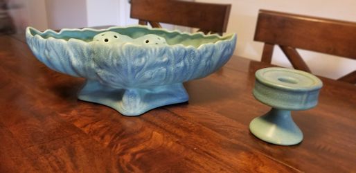 Van Briggle console table bowl with frog Thumbnail
