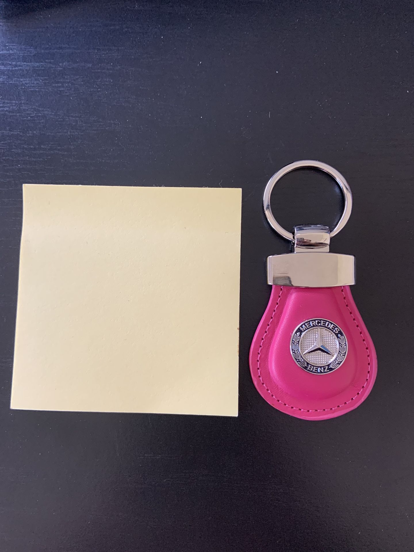 Leather Chrome Keychain - Mercedes Benz