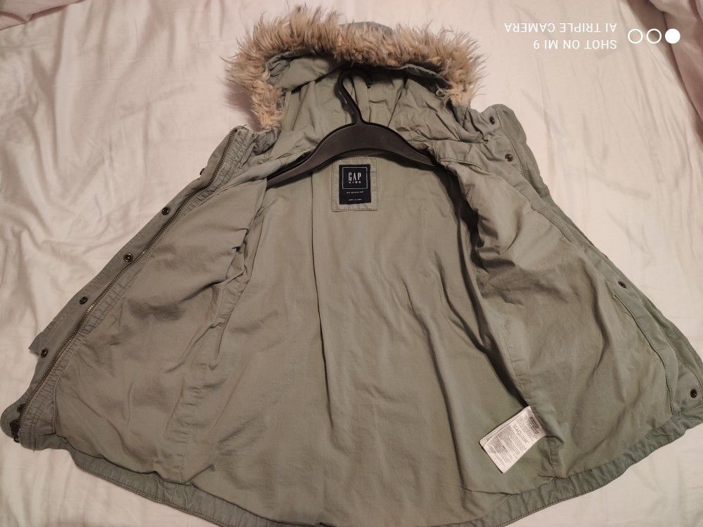 Green Khaki Parka GAP Kids Girls Size XS 4-5 Years