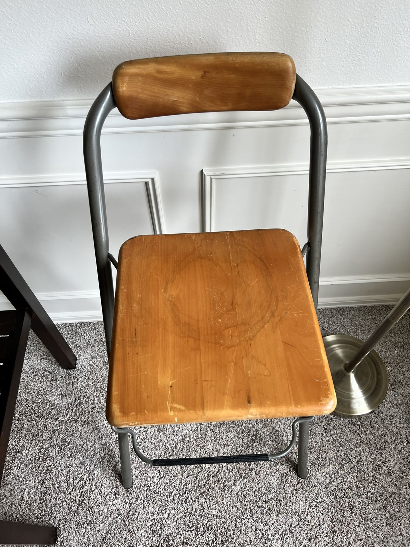 Tall Mitch Stool Retro Mcm Minimalism Wood Metal Bar Height