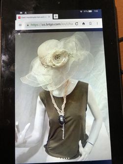 Handmade Derby/Church Hat,and handmade brooch necklace Thumbnail