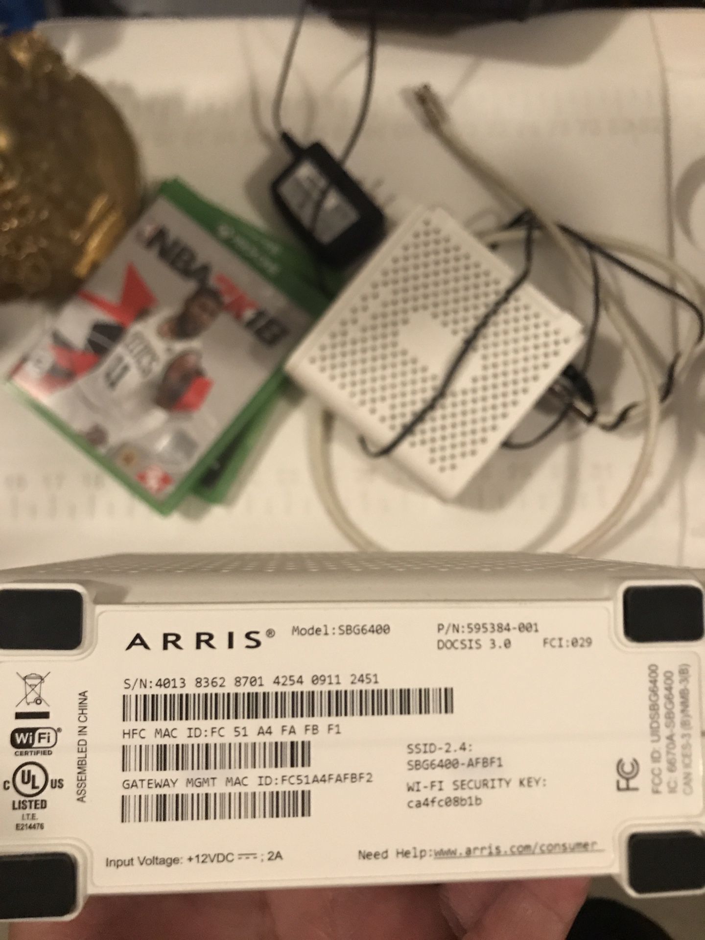 Arris Sbg6400 Modem/router