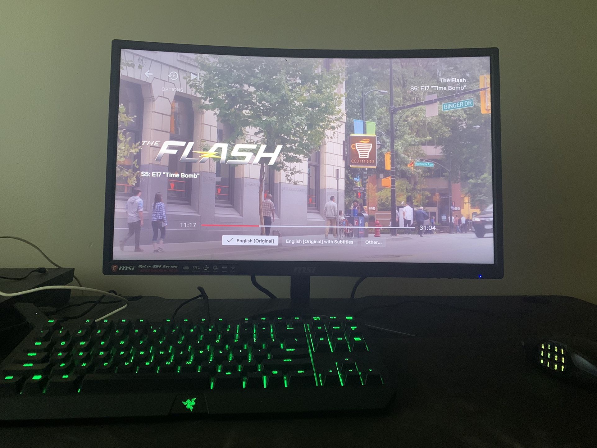 MSI Curved Gaming Monitor,Black Widow gaming Keyboard And logitech G600 Gaming Mouse