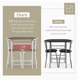 3 Piece Dining Set, Breakfast Table Set For 2, Wooden Table And 2 Chairs Thumbnail