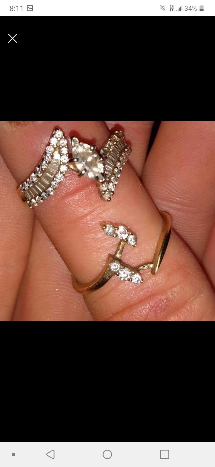 14 k Gold 2peice 1.5 Carot Diamond Wedding Ring Set