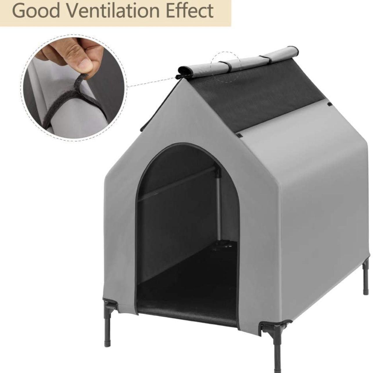 Portable Dog House Crate for Indoor & Outdoor, Water Resistant Breathable 600D PVC, 2x1 Textilene Bed, 1x1 Textilene Window, Extra Carrying Bag (Large