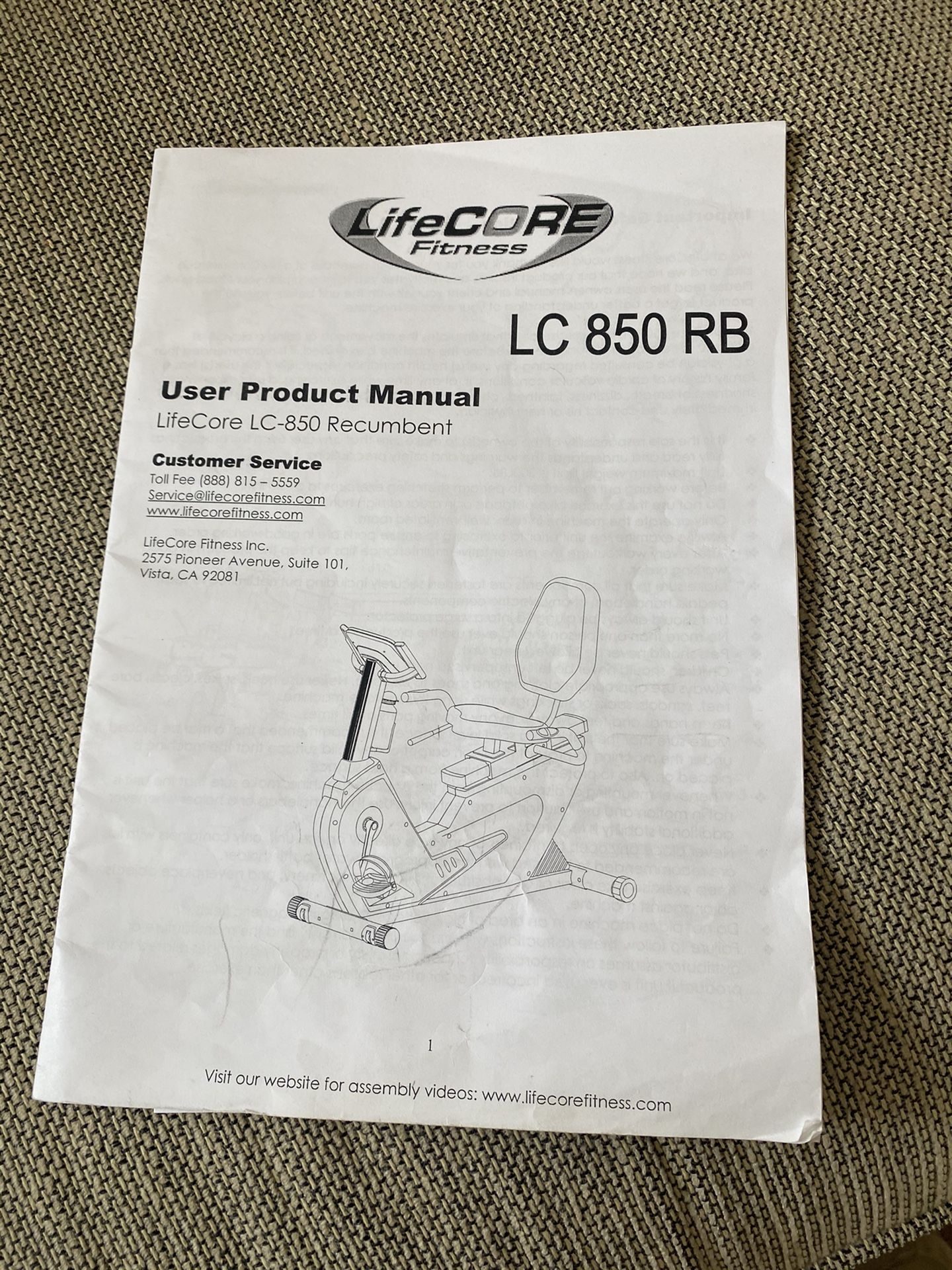 LifeCore Fitness LC-850 Recumbent Bike