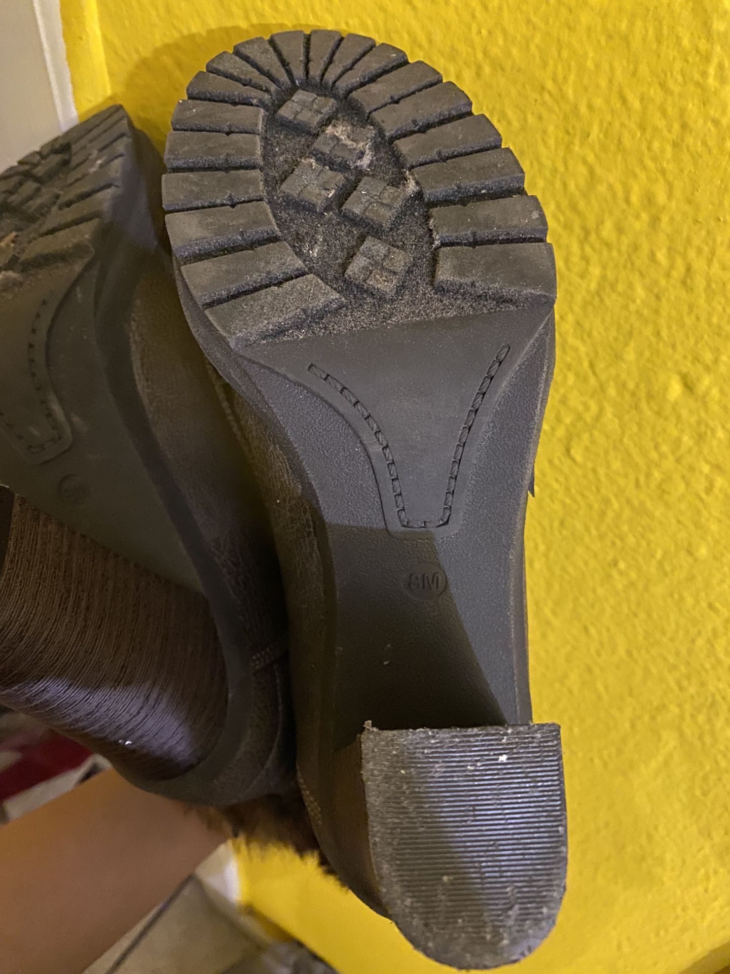 Guess Dark Brown Leather Combat Heeled Boots
