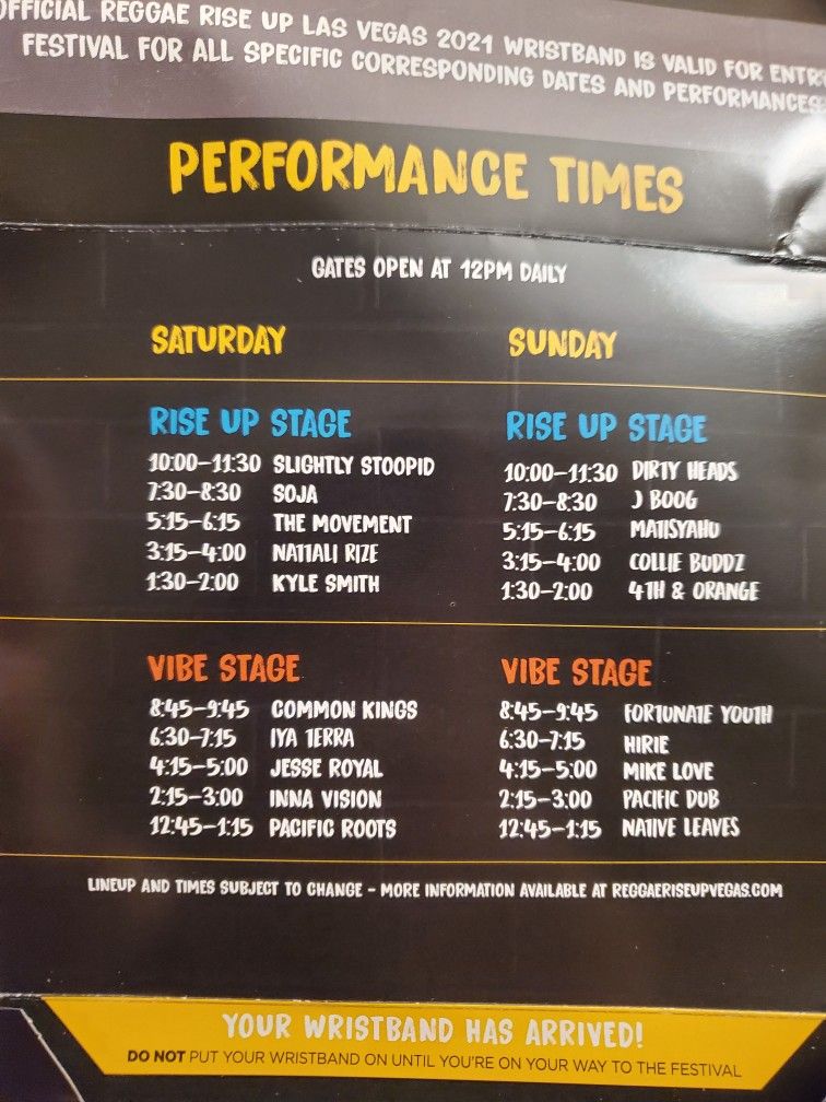 Tier 3 VIP Tickets For Raggae Rise Up In LAS Vegas 10/9 And 10/10
