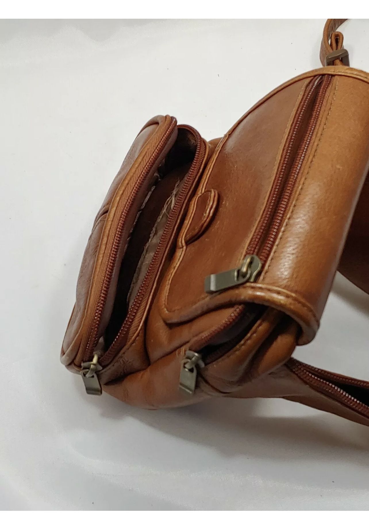 Fanny Pack Genuine Columbian Leather Adjustable Belt to 46 Brown Waist Belt Nice