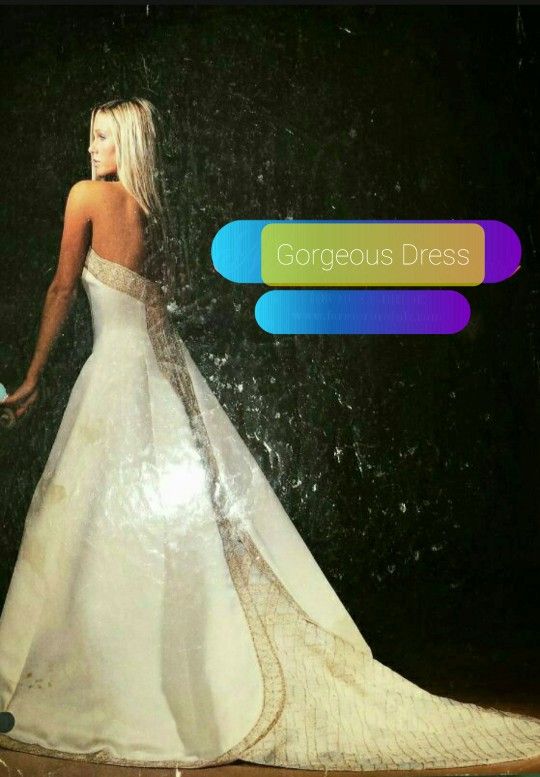Gorgeous Beige And Gold Wedding Dress