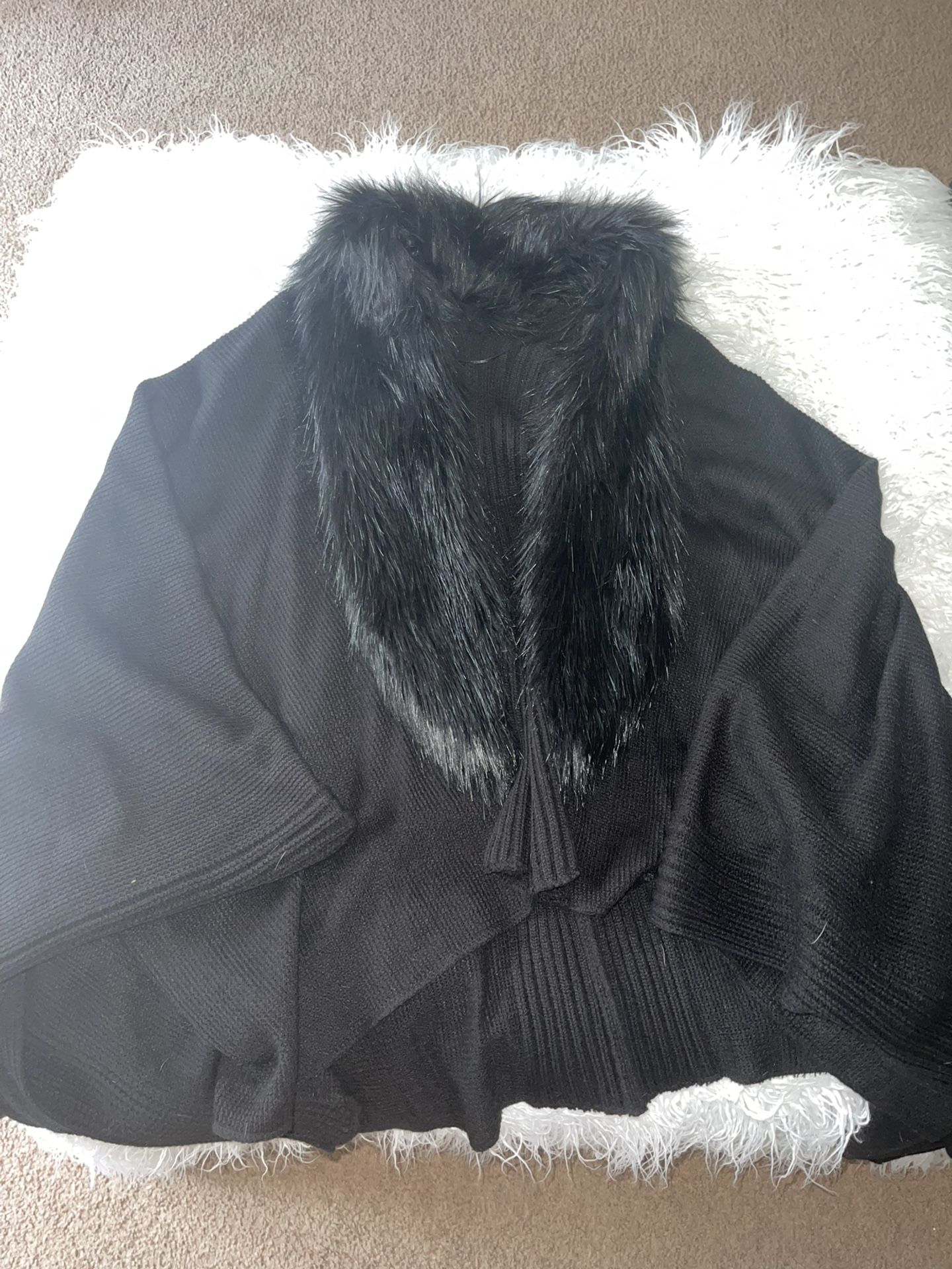 Cover Up Knitted Poncho, Fits All Sizes, Color - Black, Worn Once, in perfect condition