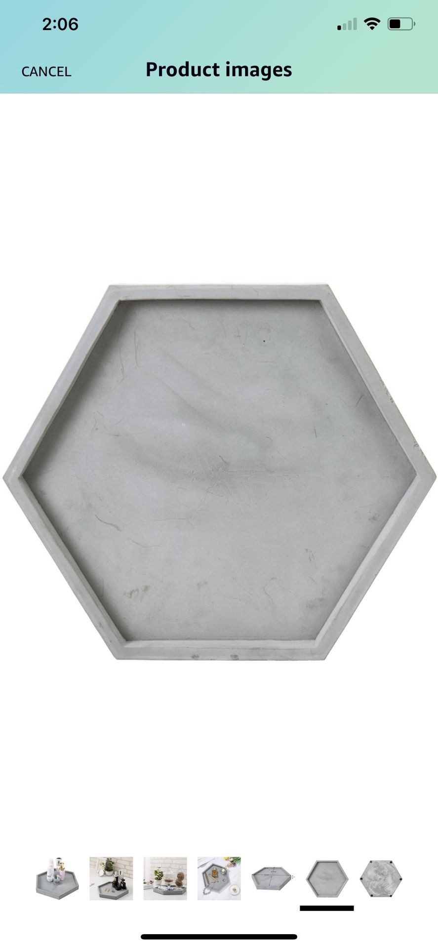 MyGift Modern Gray Concrete Hexagonal Decorative Display Bathroom Vanity Tray