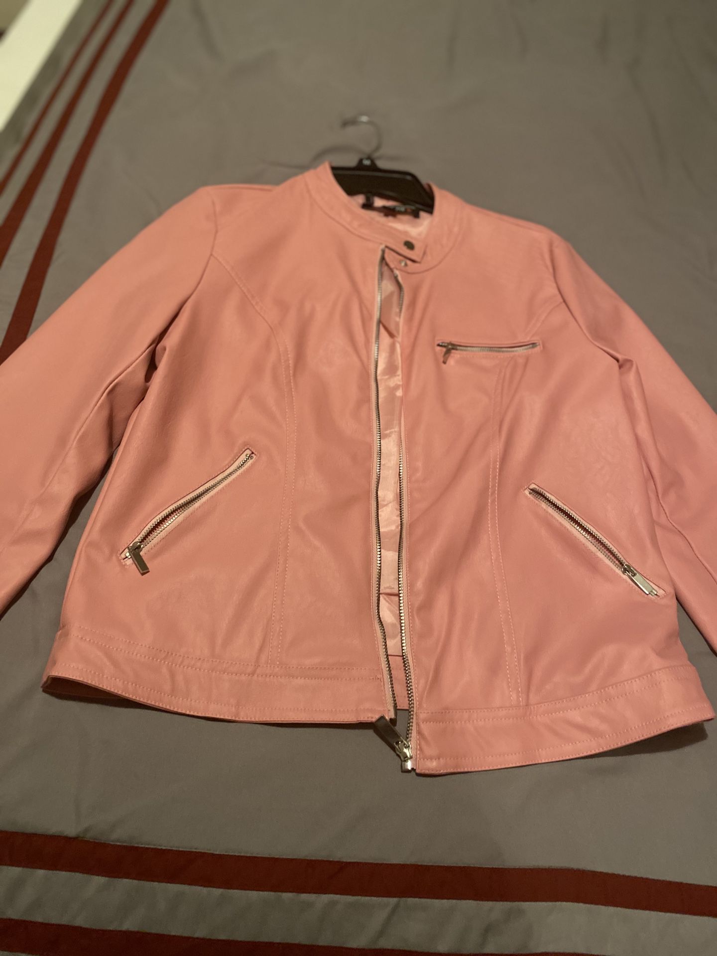 Faux leather pink jacket ladies size small