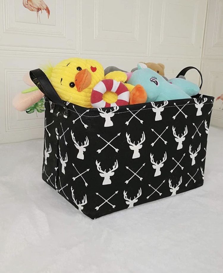 2pack  Rectangle Toy Bin Waterproof storage organizer for Nursery Hamper Home decor Closet Kids Bedroom Laundry Baby Gift Shelf Baskets(Deer)