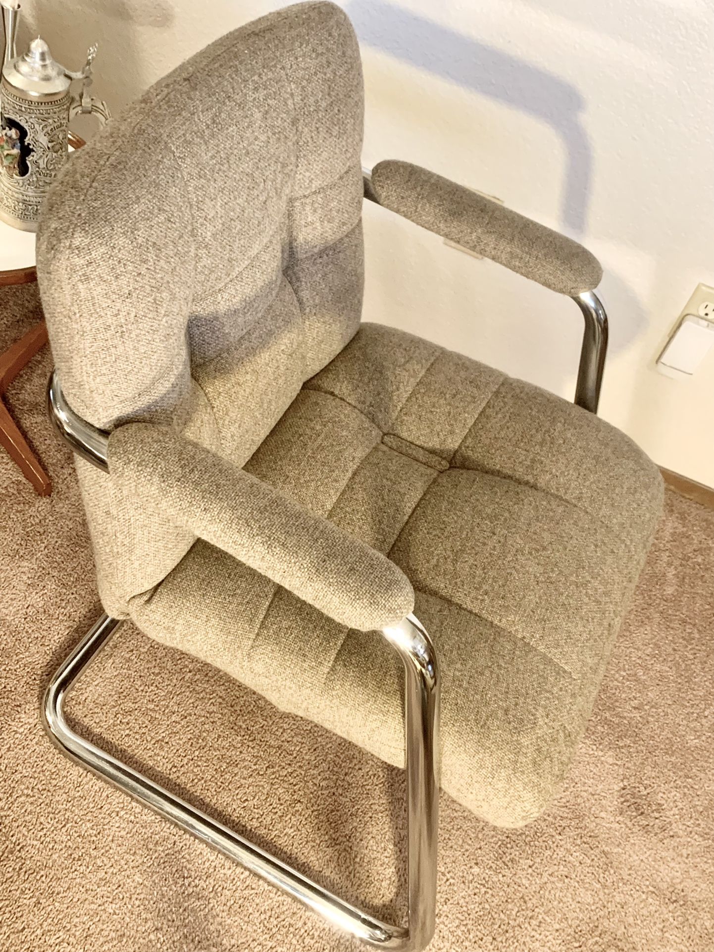 Vintage Milo Baughman Mid Century Modern Cantilevered Chair For ChromeCraft
