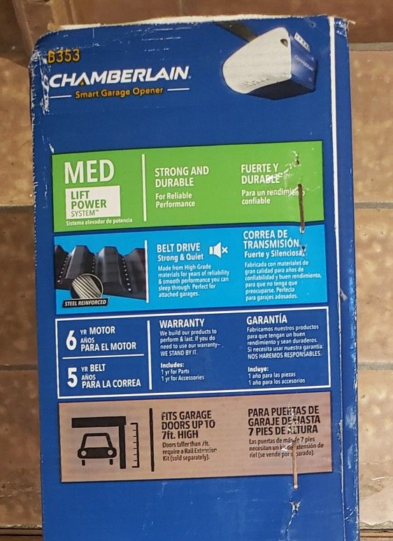 Chamberlain 1/2 HP Equivalent AC Belt Drive Smart Garage Door Opener with Medium Lifting Power With WiFi Options To Control From Phone