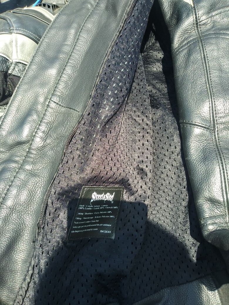 Street steel leather biker gear pants and jacket