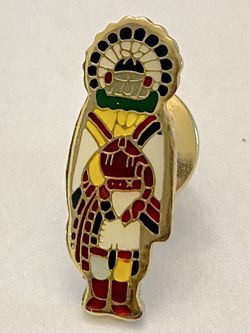  Two Kachina Dolls 1.25” and 3/4" Tie Tack Lapels or Hat Pins with Enamel Finish Thumbnail
