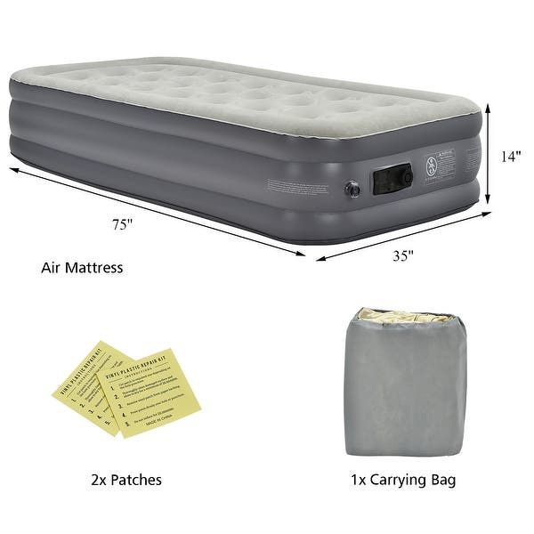 BRAND NEW Giantex Air Mattress, Air Bed with Built-in Pump, High Elevated Raised - Grey - Twin
