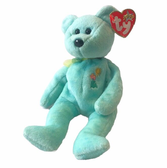 Ty Beanie Babies Ariel The Bear Blue Plush Beanbag Toy -Collectable/Collectible