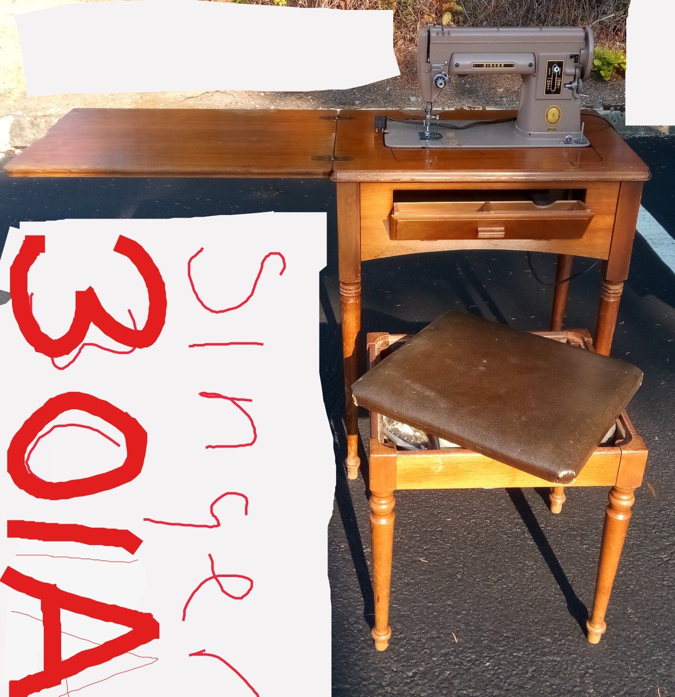 Singer 301a sewing machine with stool and extras for Sale in