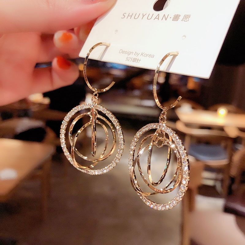 Fashion Chic Multi-layer Diamond Dangle Drop Earrings for Women