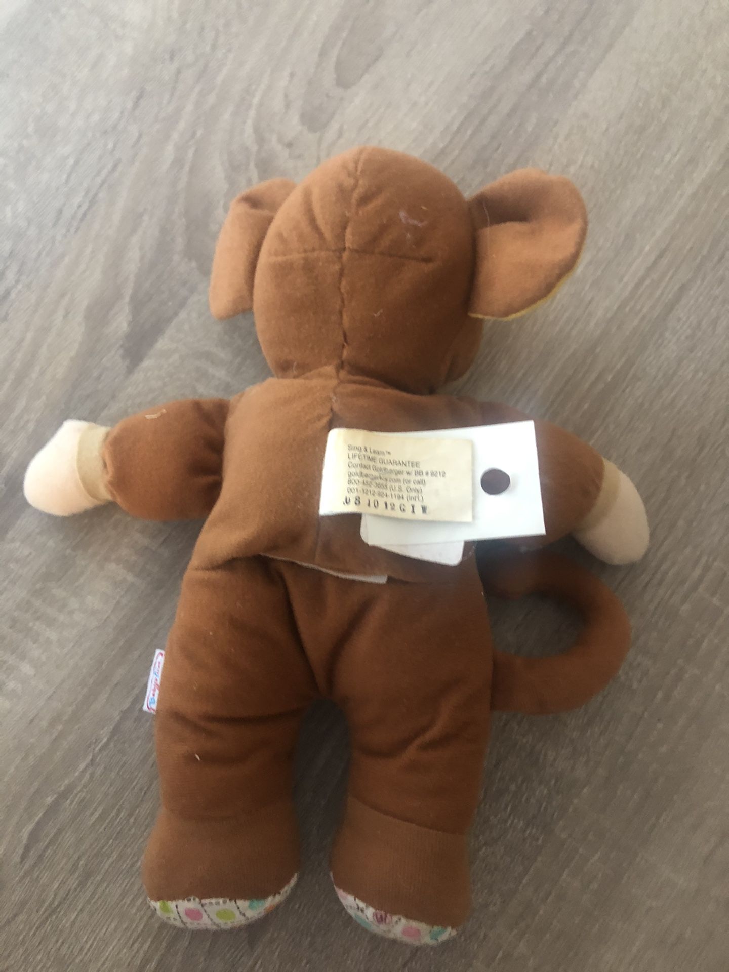 Goldberger MONKEY DOLL 12" Babys First Sing & Learn ABCs & 123s Soft Plush Toy