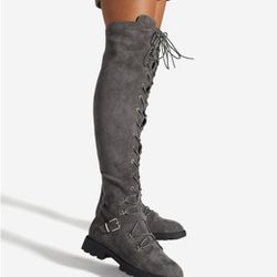 Lace Up Thigh High Boots Thumbnail