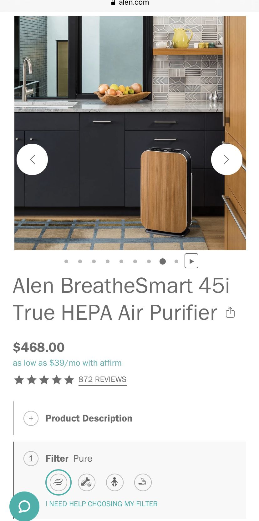 Alen BreatheSmart 450i HEPA Room Air Filter
