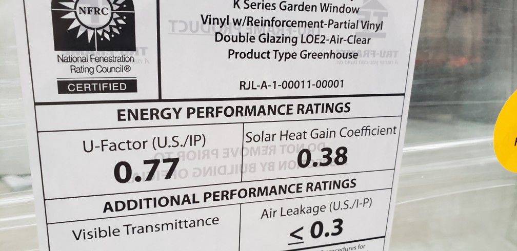 Windos Garden Windos 55x39 Milgard Low E ,argon