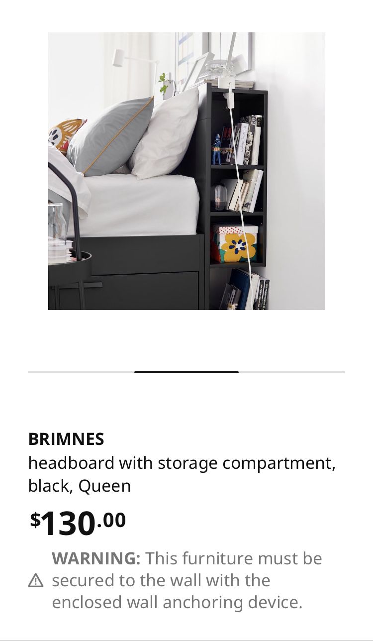 IKEA Queen Brimnes Headboard With Storage Compartments